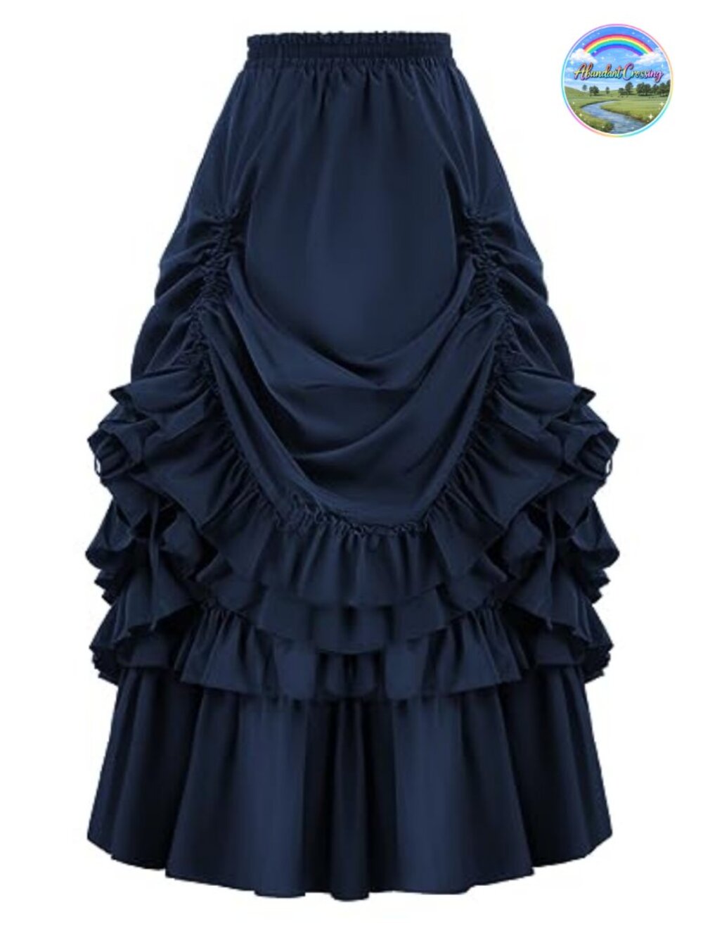 Womens Victorian Steampunk Ruffle A-Line Skirt Polyester Viscose Cosplay